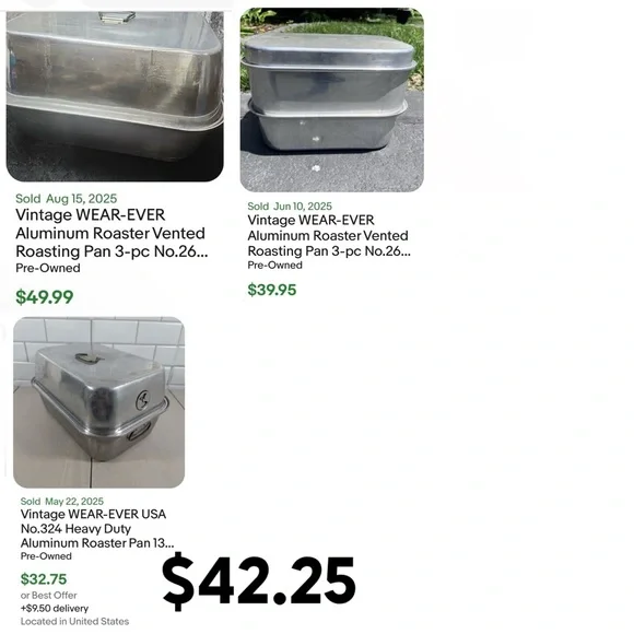 VTG WEAR-EVER Aluminum #325 USA LG Vented Deep Roasting Pan with Lid Handles EUC - Picture 15 of 15